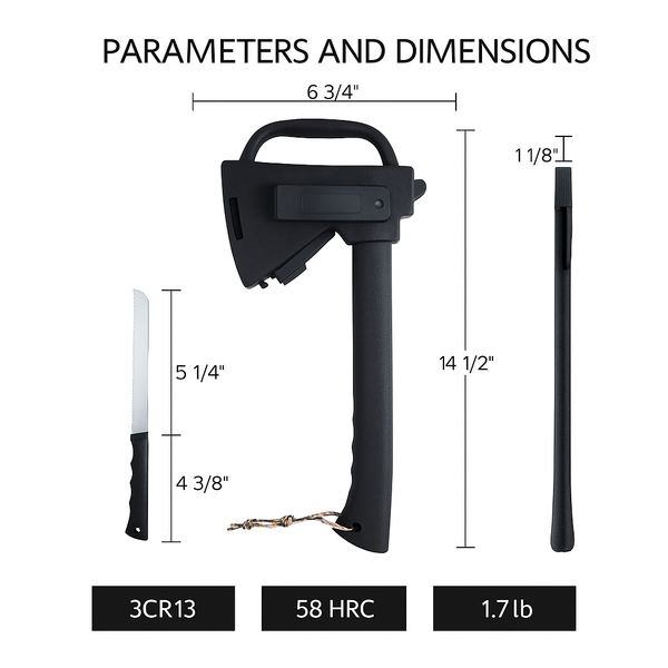PODX Multi-Tool Hatchet | Camp Axe with Hidden Saw, Fire Starter & Rope Cutter