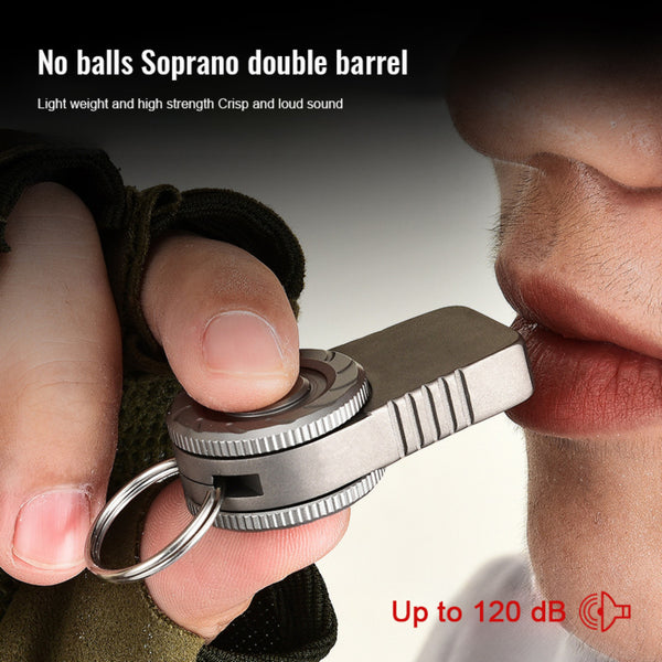 POD X Titanium Survival Whistle | Dual-Chamber Emergency Whistle, Keychain