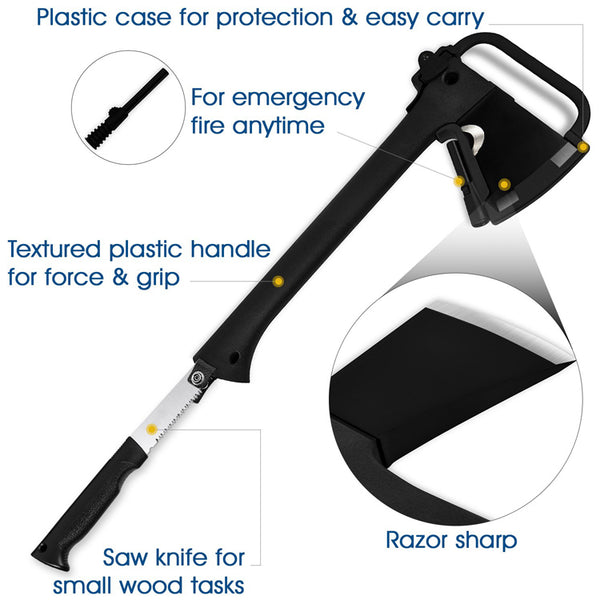 PODX Multi-Tool Hatchet | Camp Axe with Hidden Saw, Fire Starter & Rope Cutter