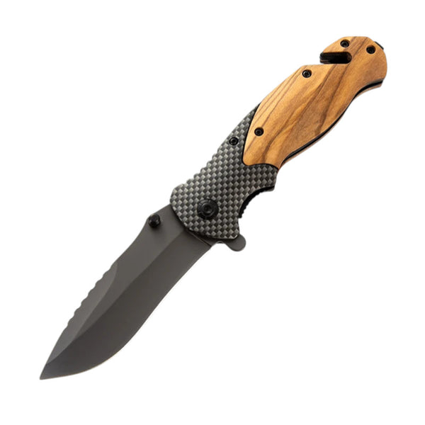 olive wood handle folding knife