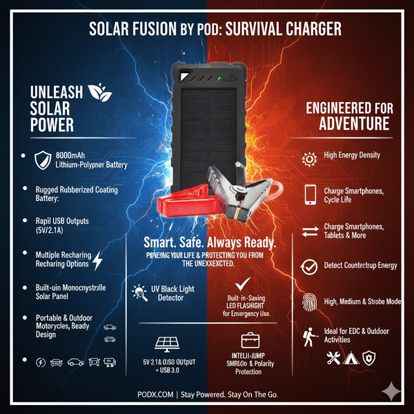 POD-XTREME |  Industrial-Grade Automotive (12V) Jump-Starter for Gas or Diesel Engines  | +Personal PowerPack