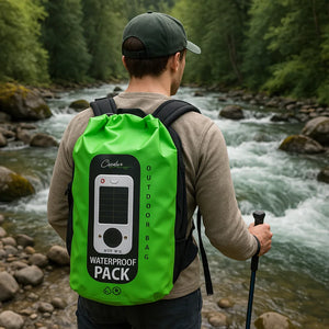 POD X Solar Dry Bag 20L | Waterproof Roll-Top Backpack with USB Charger